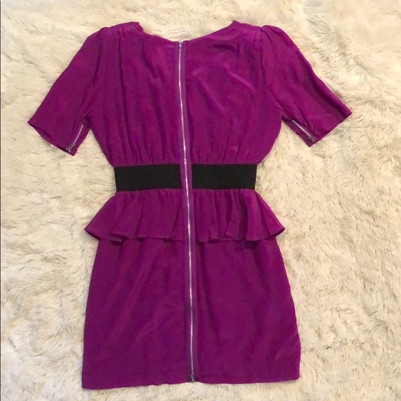 Fuchsia Aryn K. Silk Peplum Dress spring wedding - Picture 3 of 6